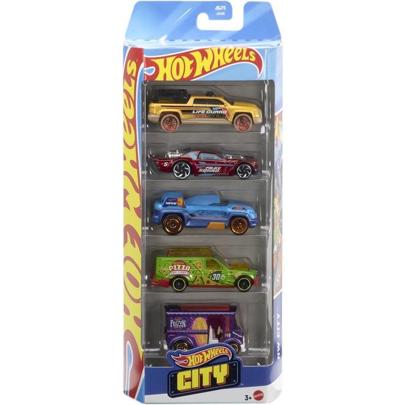 Carrinho Hot Wheels Pack 5 City 2025 Jbj75 Mattel Delivery Pizza